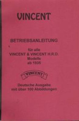 Bedienungsanleitung Vincent, Modelle ab 1935, Motorrad, Oldtimer