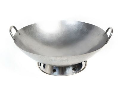 45 cm chinesische Stahl Wokpfanne + Wok Untersetzer Stahpfanne, Asia Pfanne