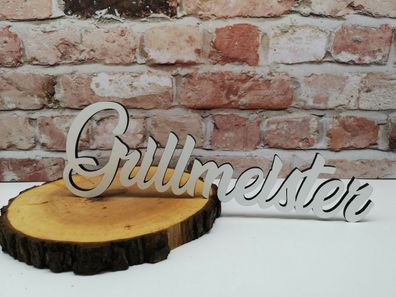 Schriftzug Grillmeister - Holz grillen BBQ Sommerfest Sommer Freunde Vatertag