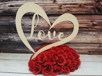 Herz mit Schriftzug "Love" aus Holz Liebe Valentinstag Geschenk verliebt Deko