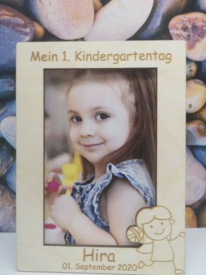 Personalisierter Bilderrahmen Kindergarten Wunschname Holz Mädchen