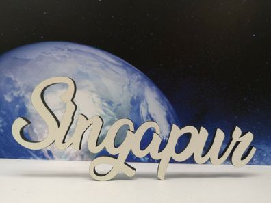 Schriftzug Singapur oder wahlweise Ihre Wunschstadt aus Holz weiß Stadtname Deko