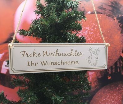 personalisiertes Holzschild Frohe Weihnachten Wunschname Schild Geschenk