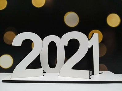 Silvester Jahreszahl Aufsteller Holz 2021 Deko Neujahr Party Feier Neues Jahr