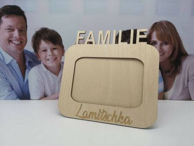 Personalisierter Bilderrahmen / Fotorahmen Familie mit Wunschnamen aus Holz
