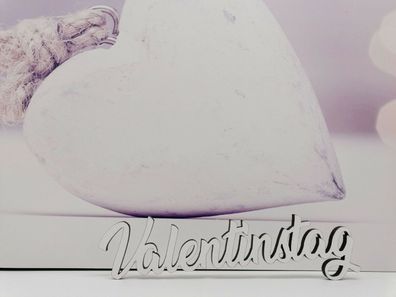 Schriftzug Valentinstag aus Holz in weiß Liebe Geschenk Valentin Paar Deko