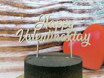 Caketopper Tortenstecker Tortenaufsatz "Happy Valentinesday" aus Holz