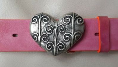 umjuBELT Twine Heart silber Herz Gürtelschnalle Dornschließe Herz 6,5x4,5 cm