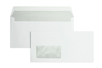 100 Briefumschläge Weiß 114x229 mm (DIN C6/5) mit Haftklebung