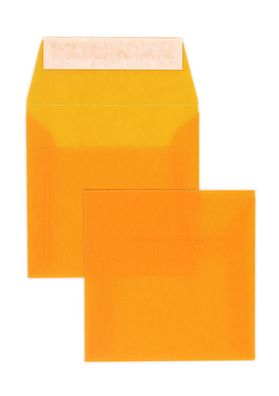 100 Transparente Briefumschläge Orange (Intensivorange) 220x220 mm mit Haftklebung