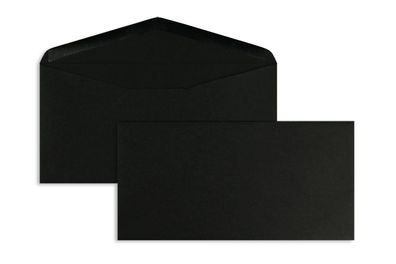 100 Briefumschläge Schwarz 110x220 mm (DIN Lang) mit Nassklebung