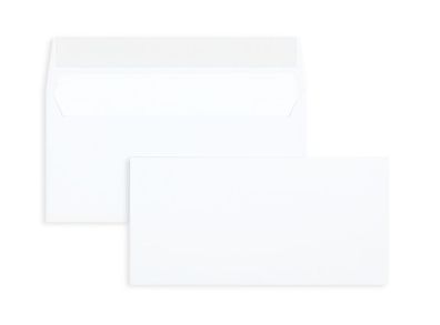 500 Briefumschläge Weiß 110x220 mm (DIN Lang) mit Haftklebung
