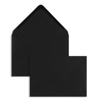 100 Briefumschläge Schwarz 114x162 mm (DIN C6) mit Nassklebung