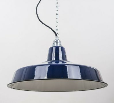 Fabriklampe 41cm blau Emaille Lampe Enamel