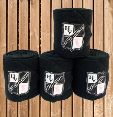 HV Polo Fleece Bandagen in schwarz, HV Polo Sports, Fleecebandagen, 4er Set, WB