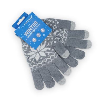 Forever - Handschuhe für Smartphones Winter mit Muster [grau]