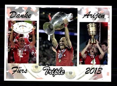 Arijen Robben Autogrammkarte Triple Sieger 2013 Danke Arijen