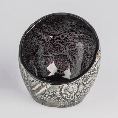 Formano Windlicht Black Forest schwarz grau marmoriert Glas Farbglas