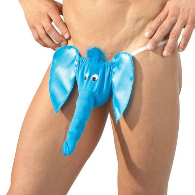 Herren Gag String S M L Blau mit Rüssel Männer Unterwäsche Unterhose "Elefant"