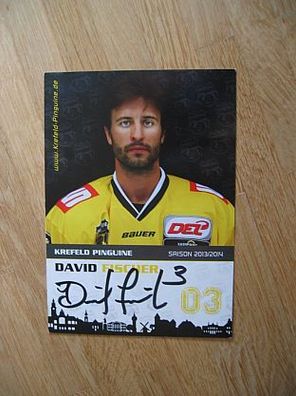 Eishockey Krefeld Pinguine Saison 13/14 David Fischer - handsigniertes Autogramm!!!
