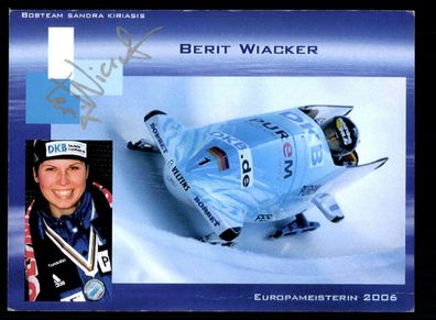 Berit Wiacker Autogrammkarte Original Signiert Bobfahren