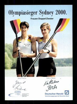 Jana Thieme und Kathrin Boron Autogrammkarte Original Signiert Rudern