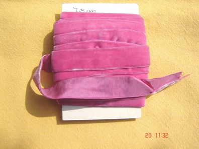 Samtband rosa 2,5 cm breit Baumwolle aus Altbestand je Meter SB18