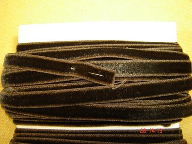 Samtband dunkelbraun 0,9 cm breit Baumwolle aus Altbestand Rest je Meter