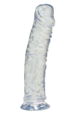 Crystal Clear Penis Dildo Medium Dong Äderung Saugfuß Jelly 19,5 cm