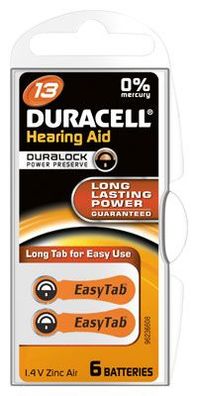Duracell - Hörgerätebatterie Hearing Aid / 13 AC - 1,45 Volt 290mAh Zinc Air - ...