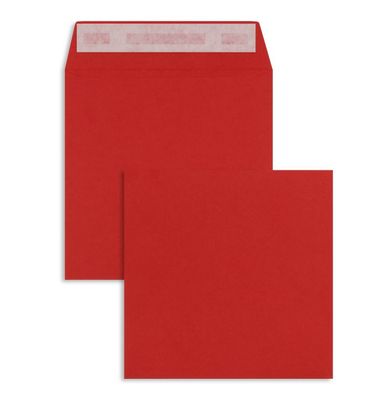 100 Briefumschläge Rot (Intensivrot) 160x160 mm mit Haftklebung