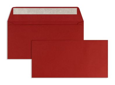 100 Briefumschläge Rot (Kirschrot) 110x220 mm (DIN Lang) mit Haftklebung