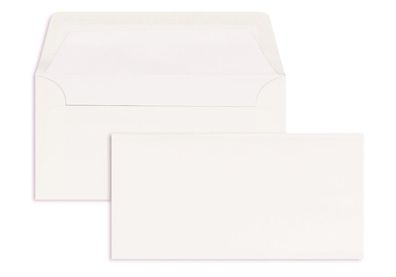 100 Briefumschläge Weiß (Gerippt) 110x220 mm (DIN Lang) mit Nassklebung