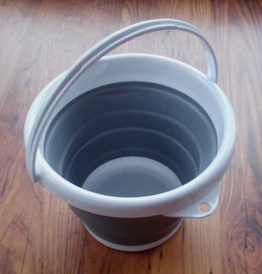 Eimer Silikon faltbar grau weiß Putzeimer Mülleimer 5 Liter 251031Lg NEU