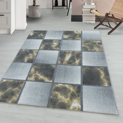 Kurzflor modern Teppich Wohnzimmerteppich Quadrat Muster Rechteckig GELB