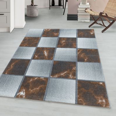 Kurzflor modern Teppich Wohnzimmerteppich Quadrat Muster Rechteckig KUPFER