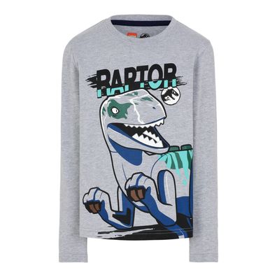 Lego Wear Jungen Langarmshirt Longsleeve langärmliges T-Shirt Jurrasic Word grau