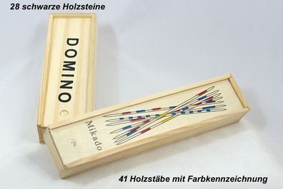 Domino und Mikado; zwei Spiele >> wie zu Omas und Opas Zeiten << Mikado-Domino