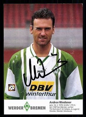 Andree Wiedener Werder Bremen 1996-97 Autogrammkarte + A 69991