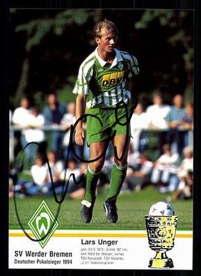 Lars Unger Werder Bremen 1994/95 Autogrammkarte + A 70195
