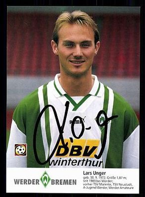 Lars Unger Werder Bremen 1996-97 Autogrammkarte + A 70197