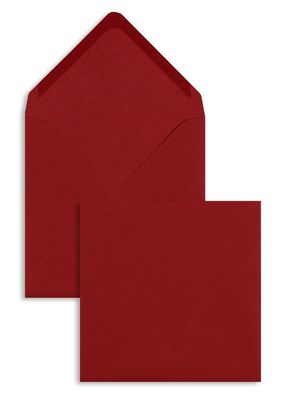 100 Briefumschläge Rot (Kirschrot) 155x155 mm mit Nassklebung