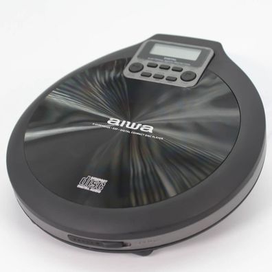 Aiwa PCD-810BK tragbarer CD/ CD-R/ MP3 Spieler, Grau Schwarz, mit Earphones Tasche