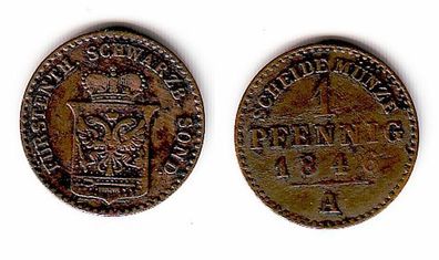1 Pfennig Kupfer Münze Schwarzburg Sondershausen 1846 A (109194)