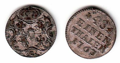1/48 Taler Silber Münze Sachsen 1763 C (109235)
