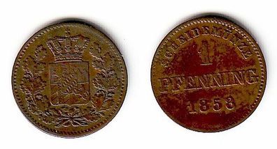 1 Pfennig Kupfer Münze Bayern 1858 (109552)