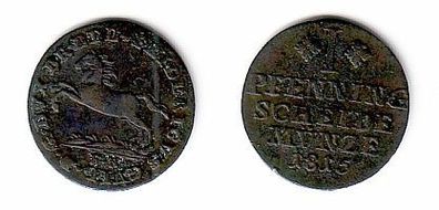 1 Pfennig Kupfer Münze Braunschweig 1815 (104018)
