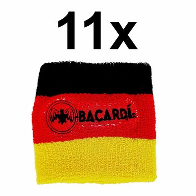 11x Bacardi Kapitänsband Armband Schweißband in schwarz, rot, gold Nationalmannsc