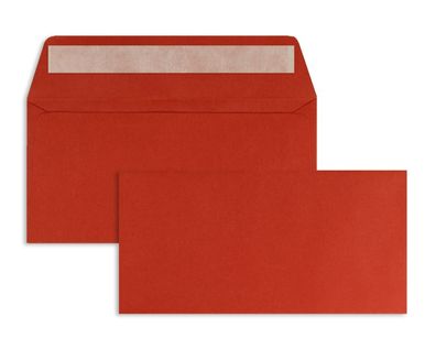 100 Briefumschläge Rot 110x220 mm (DIN Lang) mit Haftlebung