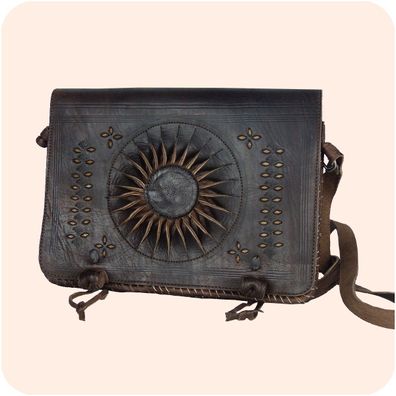 Leder-/ Handtasche „Dorah“ 22x28cm dunkelbraun I marokkanische Umhängetasche